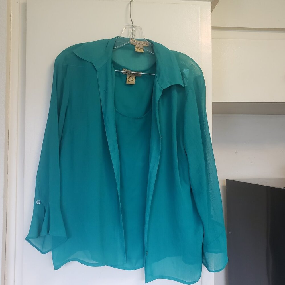 Notations Green Tank Top and Shirt Set Size Large